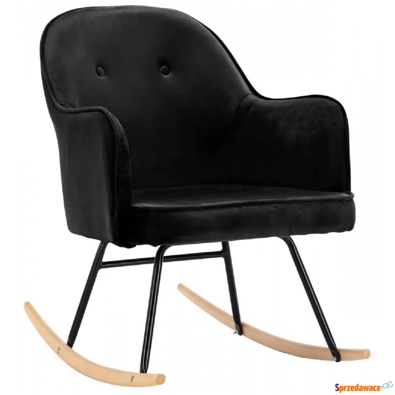 Czarny aksamitny fotel bujany – Revers - Krzesła do salonu i jadalni - Włocławek
