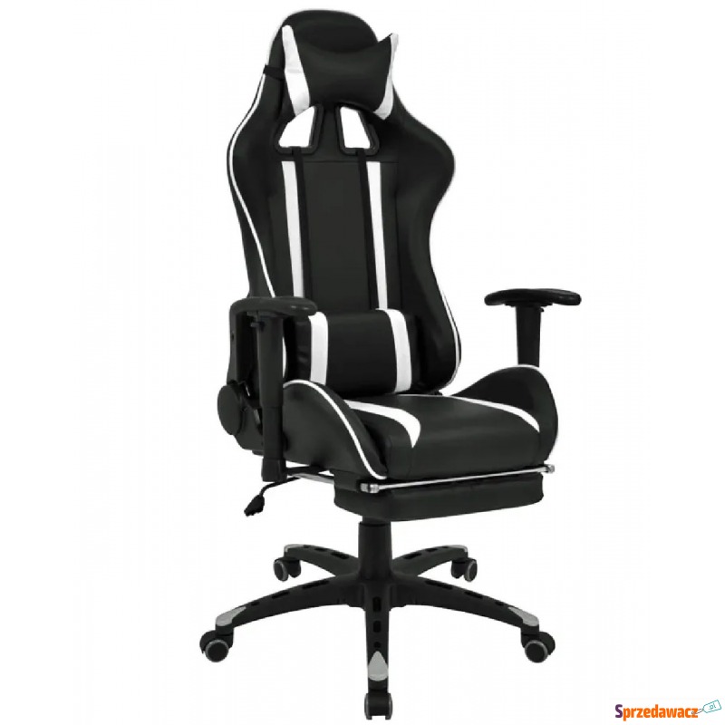 Czarno-biały rozkładany fotel dla gracza - Coriso - Krzesła biurowe - Inowrocław