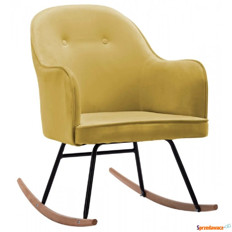 Musztardowy aksamitny fotel bujany – Revers - Krzesła do salonu i jadalni - Mysłowice