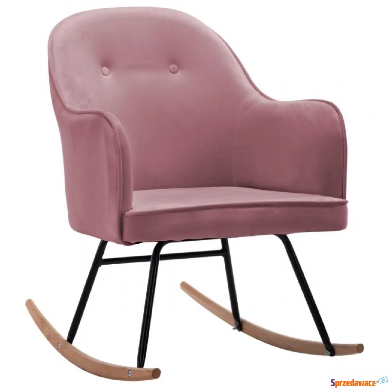 Różowy aksamitny fotel bujany – Revers - Krzesła do salonu i jadalni - Siedlce