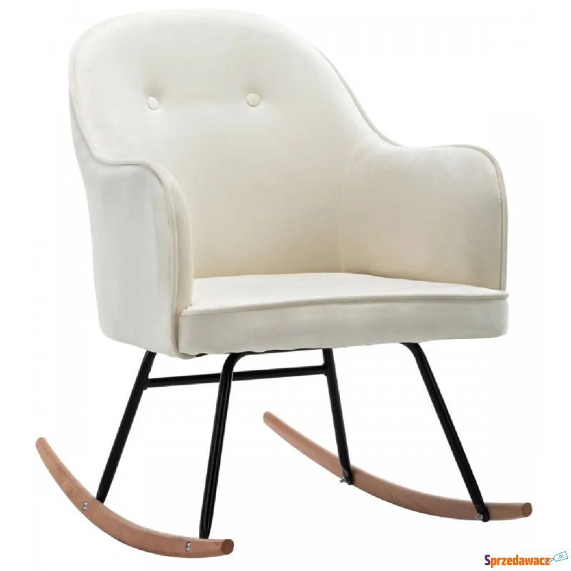 Kremowy aksamitny fotel bujany – Revers - Krzesła do salonu i jadalni - Ełk