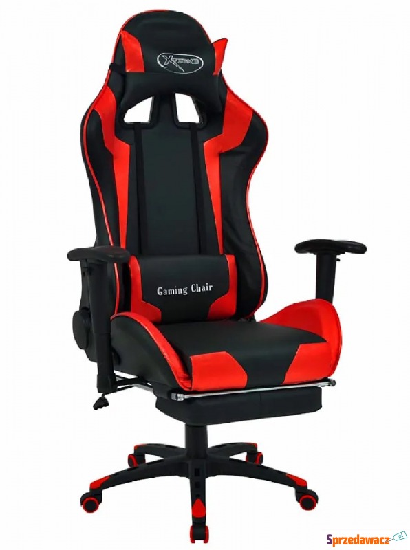 Czarno-czerwony fotel gamingowy z podnóżkiem -... - Krzesła biurowe - Krzeszów