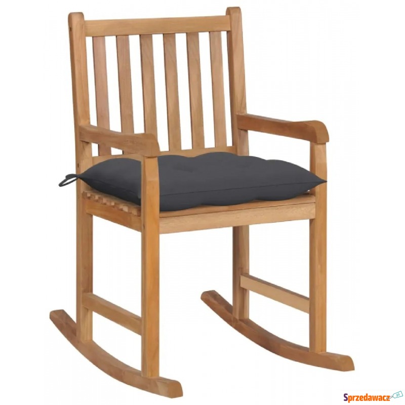 Drewniany fotel bujany z antracytową poduszką... - Krzesła ogrodowe - Świecie