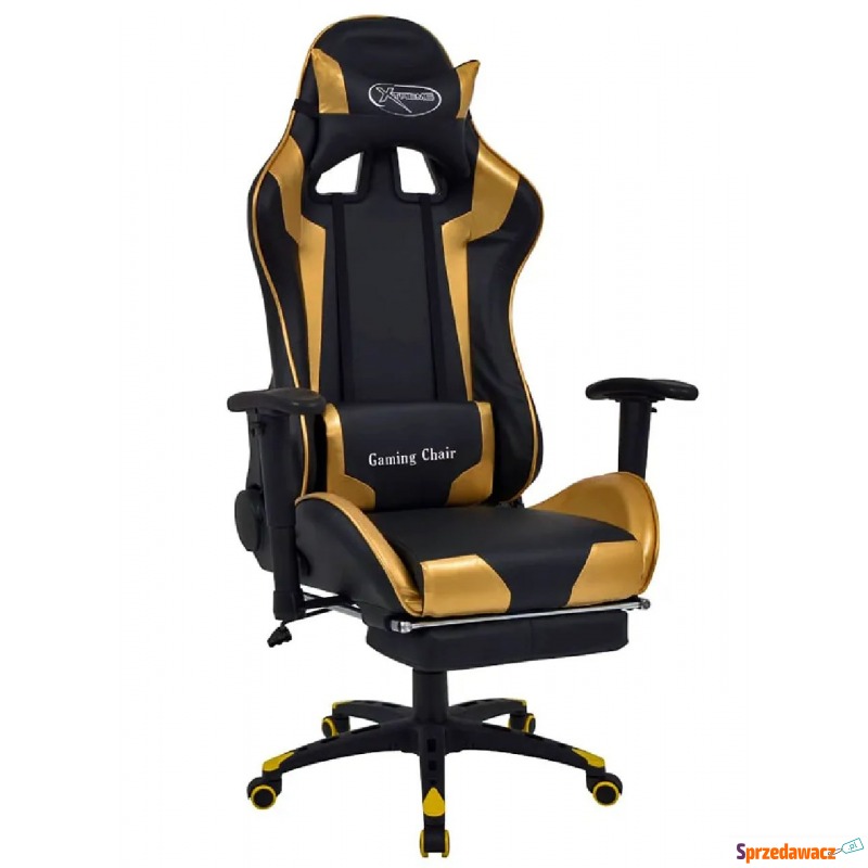 Czarno-złoty fotel gamingowy regulowany - Vesaro - Krzesła biurowe - Mozów