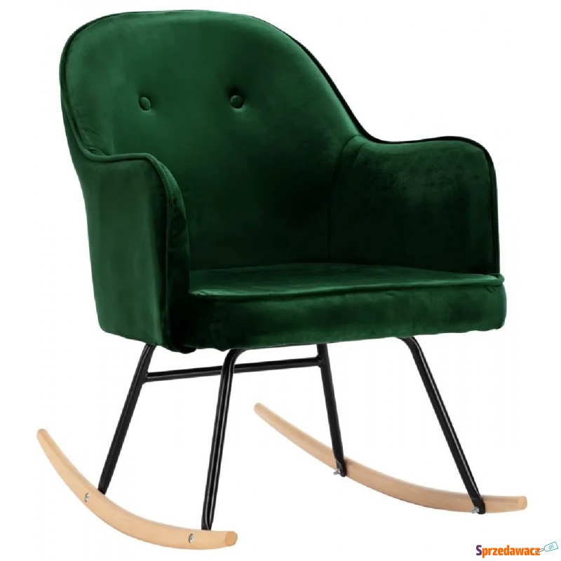 Ciemnozielony aksamitny fotel bujany – Revers - Krzesła do salonu i jadalni - Zielona Góra