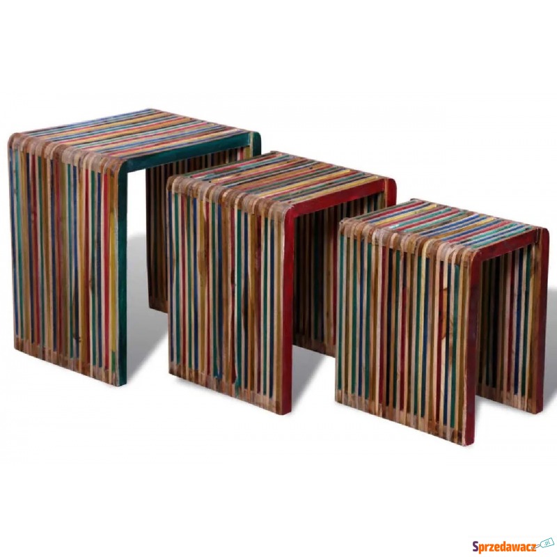 3 kolorowe stoliki z drewna tekowego – Liesse - Stoły, stoliki, ławy - Gdynia