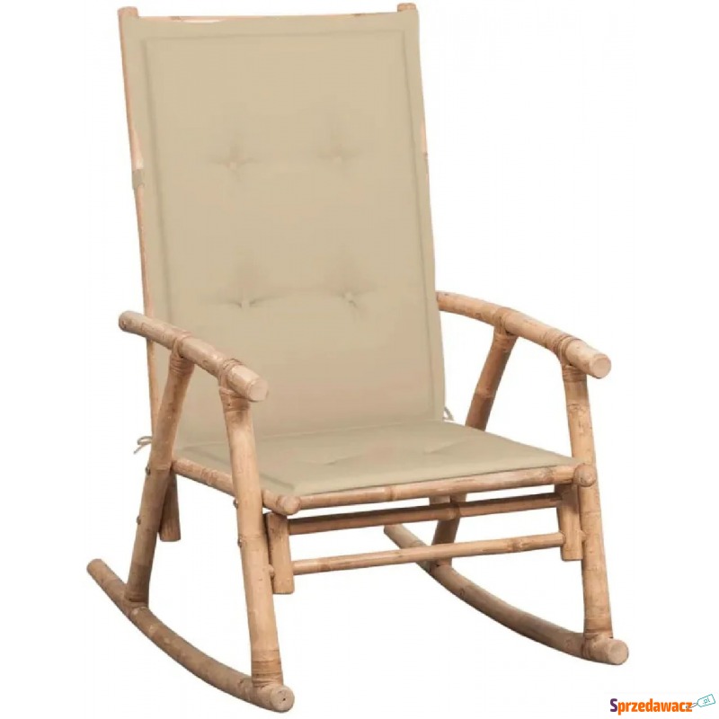 Bujany fotel bambusowy z beżową poduszką - Bamsa - Krzesła ogrodowe - Głogów