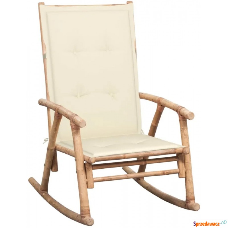 Bambusowy fotel bujany z kremową poduszką - Bamsa - Krzesła ogrodowe - Lubin