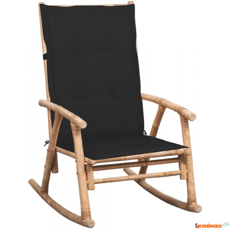 Bujany fotel bambusowy z czarną poduszką - Bamsa - Krzesła ogrodowe - Świętochłowice