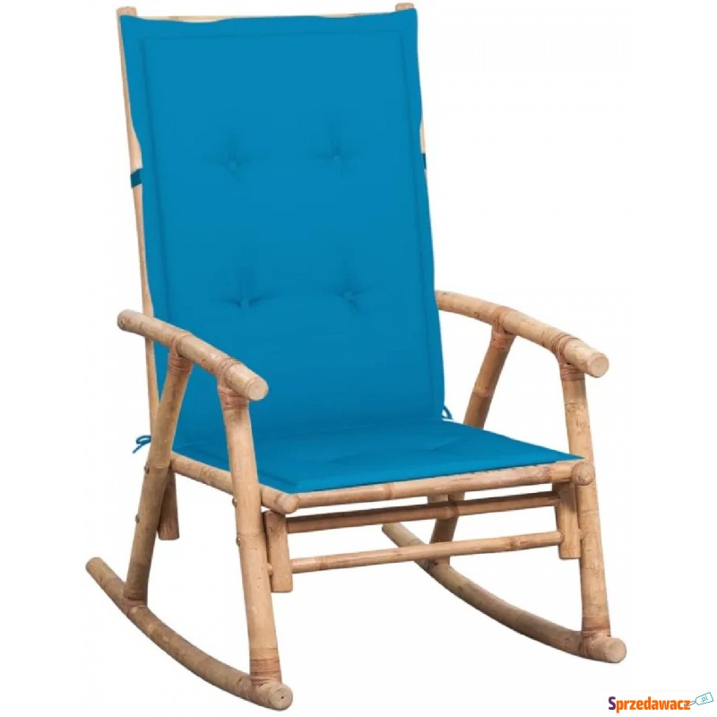Bujany fotel bambusowy z jasnoniebieską poduszką... - Krzesła ogrodowe - Wodzisław Śląski
