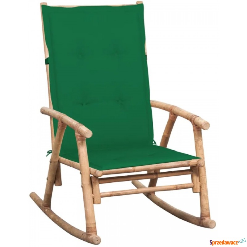 Bujany fotel bambusowy z ciemnozieloną poduszką... - Krzesła ogrodowe - Nowy Sącz