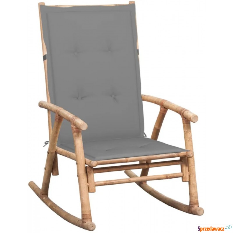 Bujany fotel bambusowy z szarą poduszką - Bamsa - Krzesła ogrodowe - Gliwice