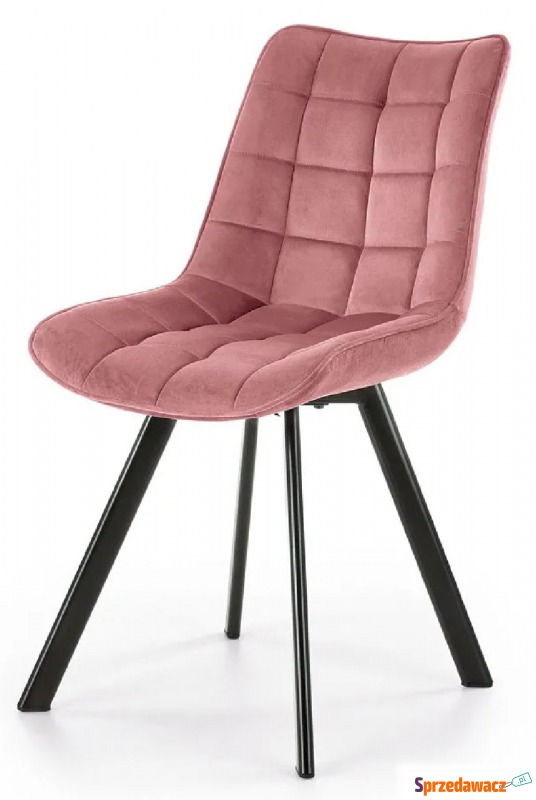 Różowe pikowane krzesło welurowe - Winston - Krzesła do salonu i jadalni - Chruszczobród