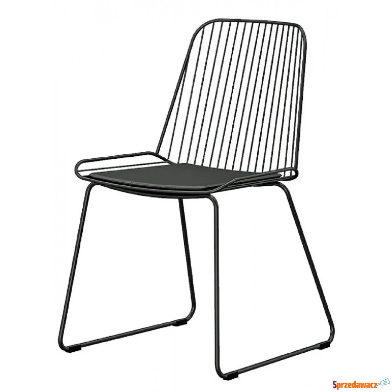 Czarne industrialne metalowe krzesło - Lemis - Krzesła do salonu i jadalni - Zaścianki