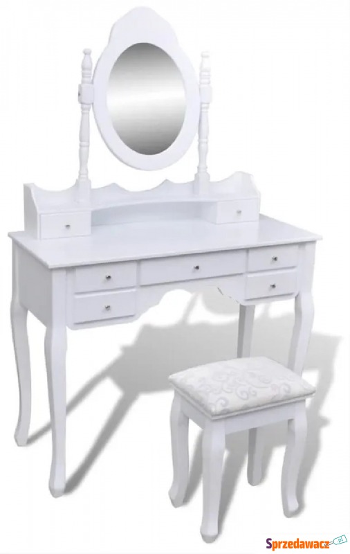Biała toaletka z lustrem i krzesłem - Algare - Toaletki - Orzesze