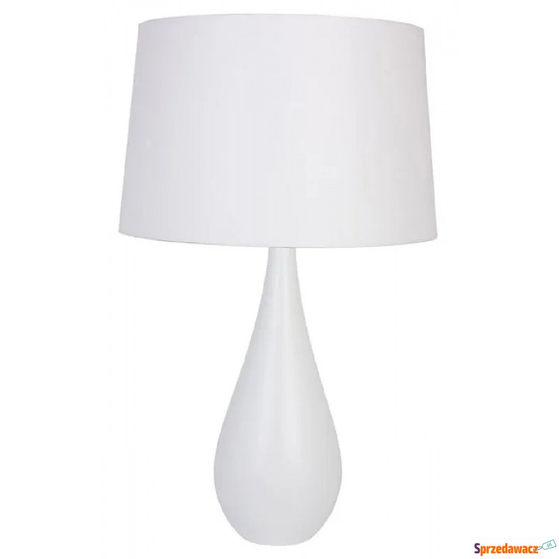 Biała skandynawska lampa stołowa z abażurem -... - Pozostałe oświetlenie - Chełm