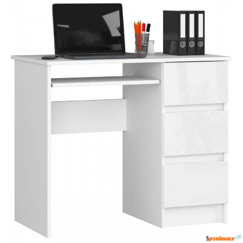 Białe klasyczne biurko z półkami i szufladą p... - Biurka - Słupsk
