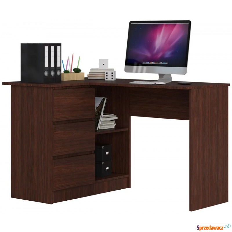 Narożne biurko z szufladami wenge - Heron 3X - Biurka - Sanok