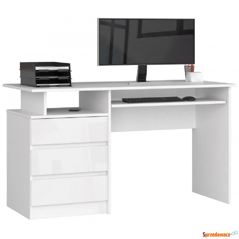 Białe biurko nowoczesne połysk - Flarin 3X - Biurka - Tarnowskie Góry