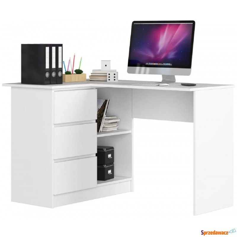 Białe biurko narożne z szufladami - Heron 3X - Biurka - Zarzeczewo