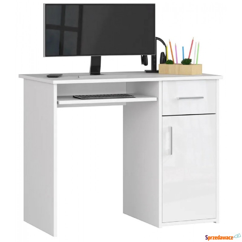 Białe biurko komputerowe połysk - Esman 3X - Biurka - Giżycko