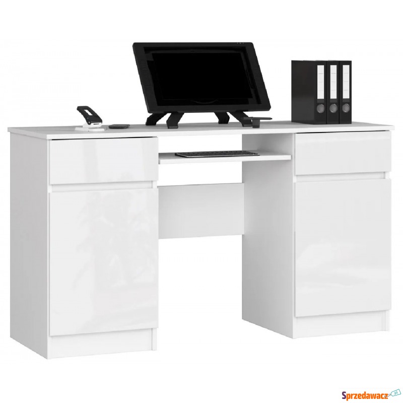 Białe biurko komputerowe połysk - Ipolis 3X - Biurka - Sianowo