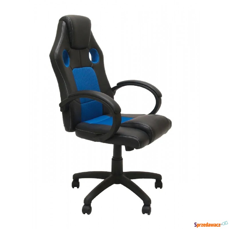 Czarno-niebieski fotel obrotowy regulowany - Iveros - Krzesła biurowe - Tychy
