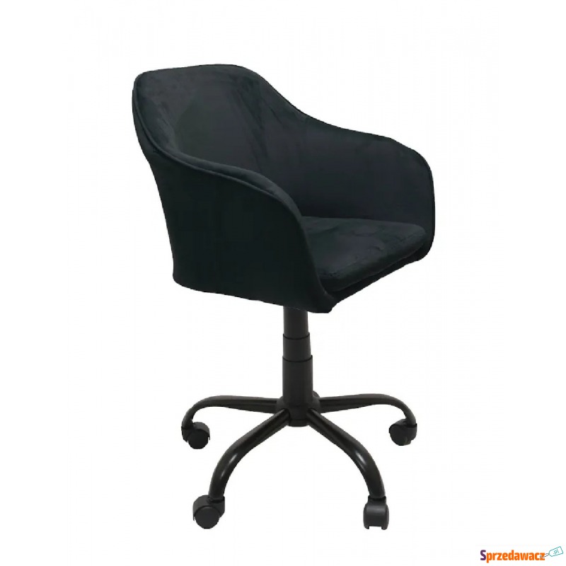 Czarny welurowy fotel obrotowy - Levros - Krzesła biurowe - Żukowo