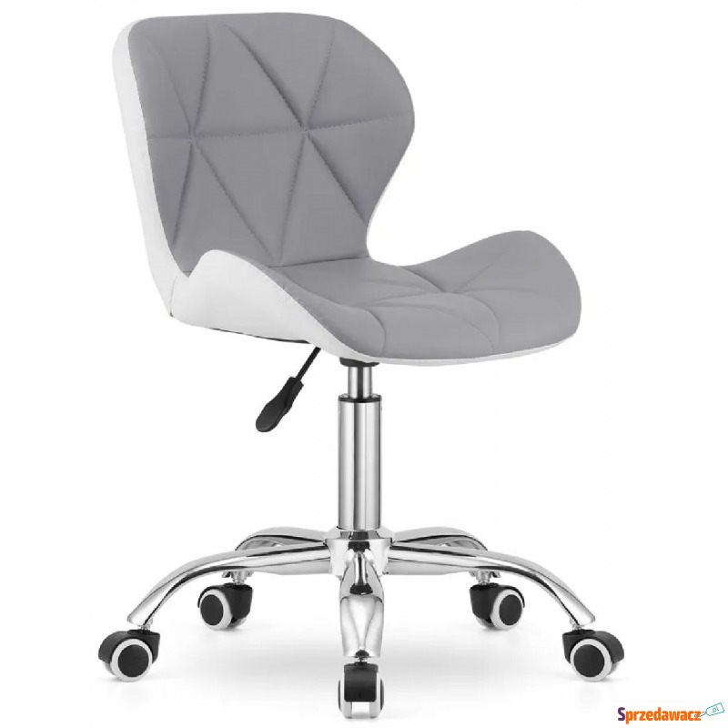 Szaro-biały pikowany fotel obrotowy - Renes 3X - Krzesła biurowe - Gołków