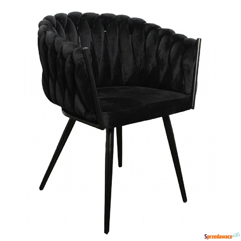 Welwetowe krzesło czarne - Thano - Krzesła do salonu i jadalni - Szczecinek