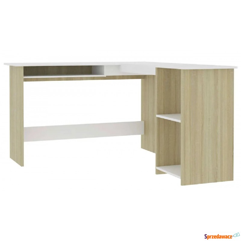 Biało-brązowe narożne biurko - Merfis 3X - Biurka - Grójec