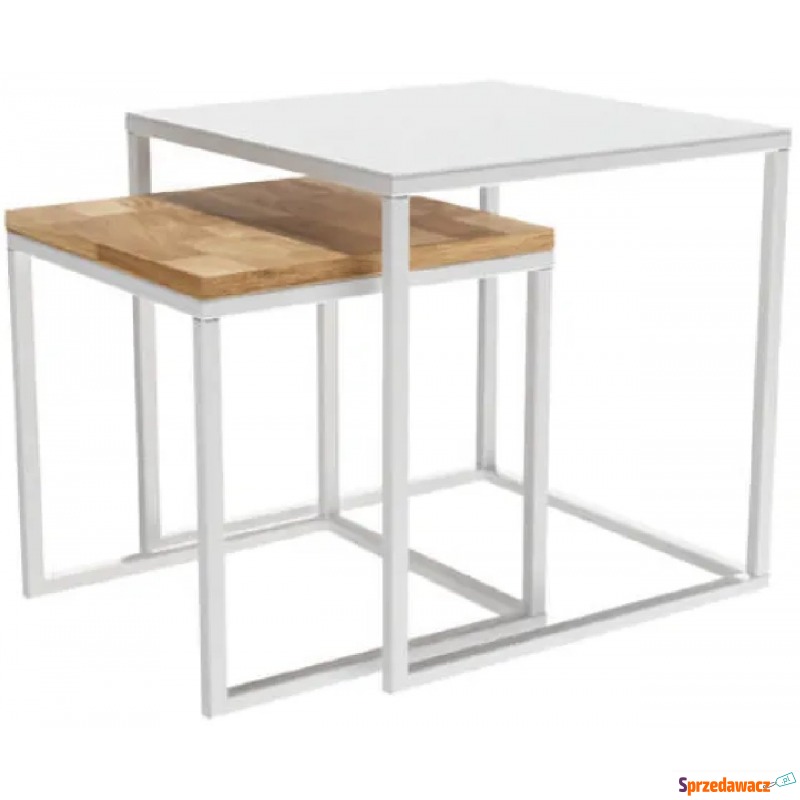 Podwójny biały stolik kawowy - Sarleto - Stoły, stoliki, ławy - Koszalin