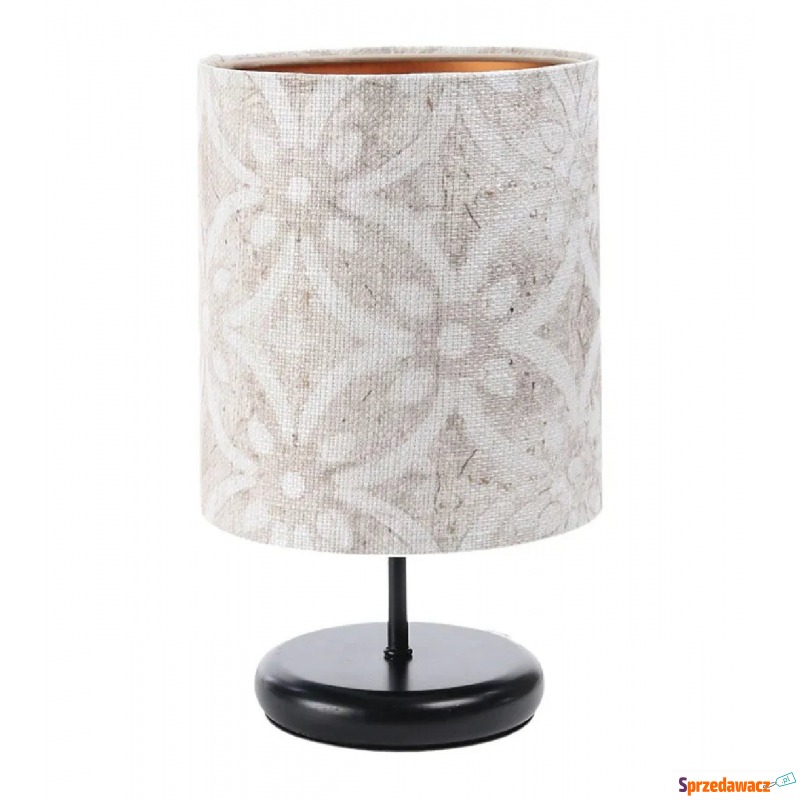 Czarna lampa stołowa z tkaninowym abażurem -... - Lampy stołowe - Bytom