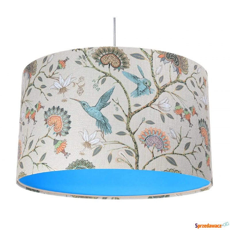 Niebieska lampa wisząca w kwiaty nad stół - S... - Lampy stołowe - Toruń