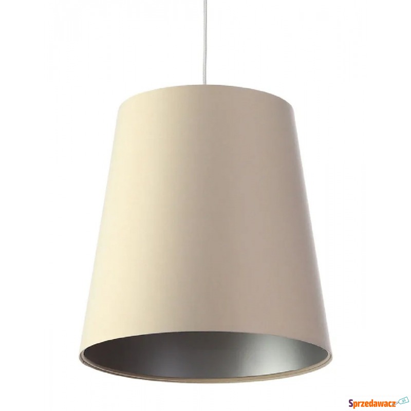 Kremowo-srebrna lampa wisząca stożek do salonu... - Lampy stołowe - Suwałki