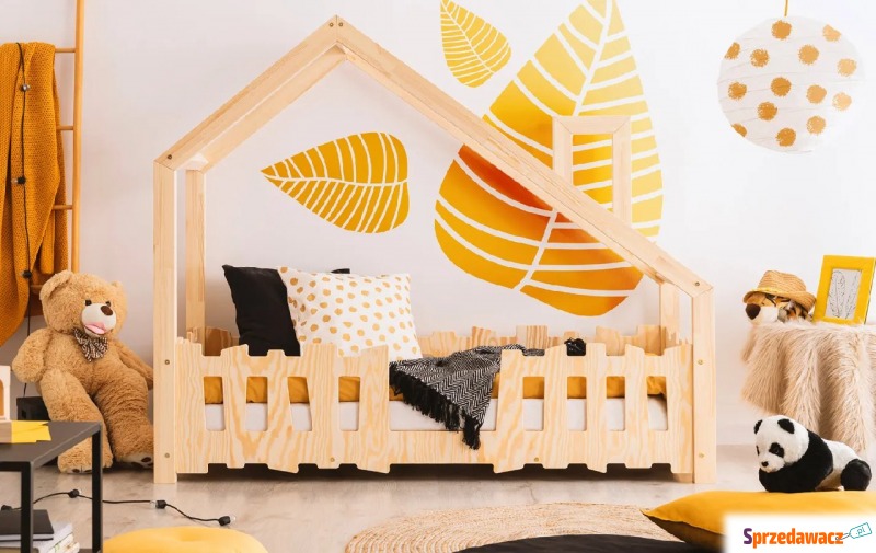 Drewniane łóżko domek z barierką - Taros - Meble dla dzieci - Opole