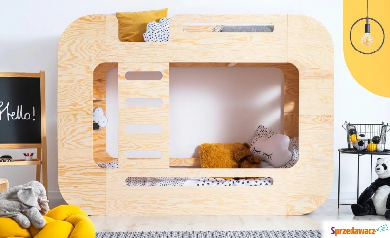 Drewniane łóżko piętrowe z półkami  - Marun - Meble dla dzieci - Poznań