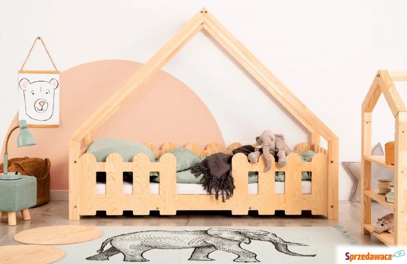 Drewniane łóżko dziecięce domek z płotem - Stires - Meble dla dzieci - Lublin