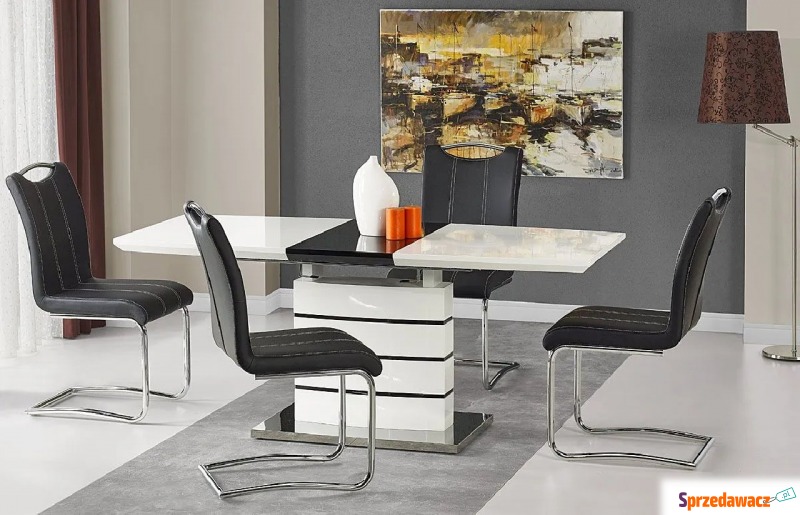 Stół rozkładany Nordes - biało czarny - Stoły kuchenne - Sopot