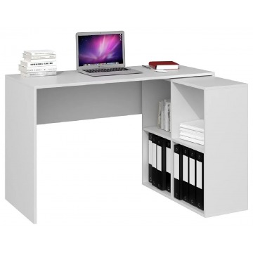 Białe biurko narożne z regałem - Luvis 3X