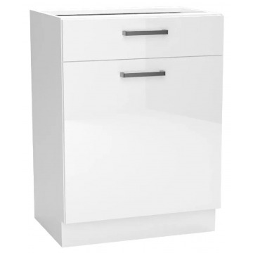 Biała szafka z szufladą do nowoczesnej kuchni - Elora 11X 60 cm połysk