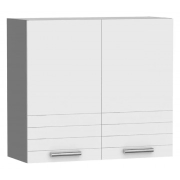 Biała wisząca szafka kuchenna z podwójnym frontem - Sergio 28X 80 cm