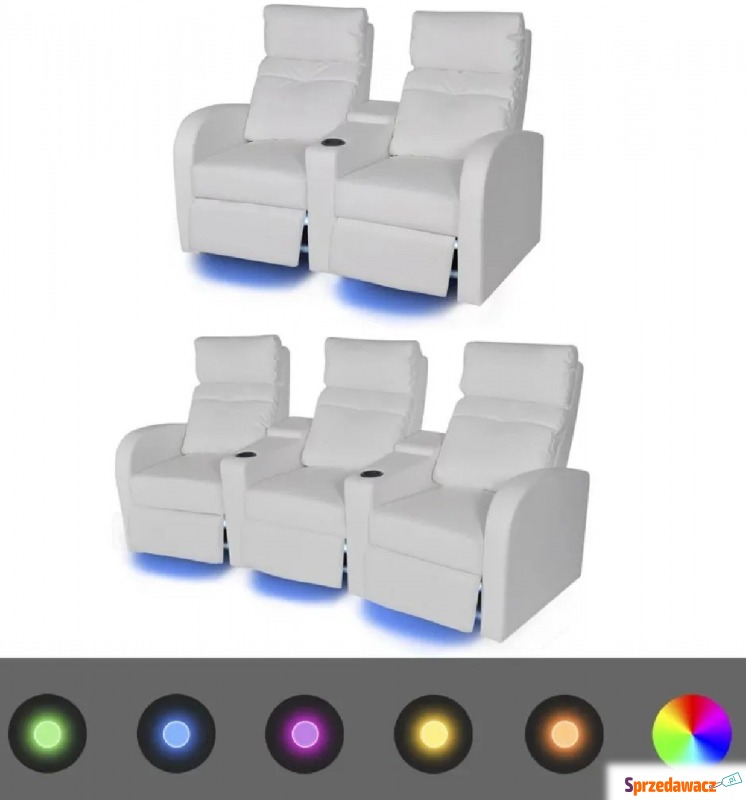Białe fotele kinowe z LED 2 + 3-osobowe – Blu... - Fotele, sofy ogrodowe - Płock
