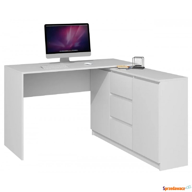 Białe biurko narożne z komodą - Luvis 4X - Biurka - Oława