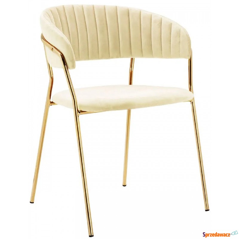 Beżowe krzesło tapicerowane w stylu glamour -... - Krzesła do salonu i jadalni - Bytom