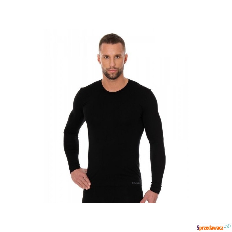 Koszulka męska Brubeck LS01120A czarna - Bluzki, koszulki - Bytom