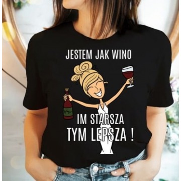 damska śmieszna Koszulka na prezent dla blondynki jestem jak wino
