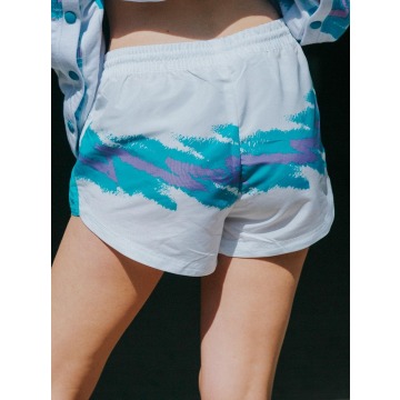 Brianna Shorts Bright White Blue Curacao