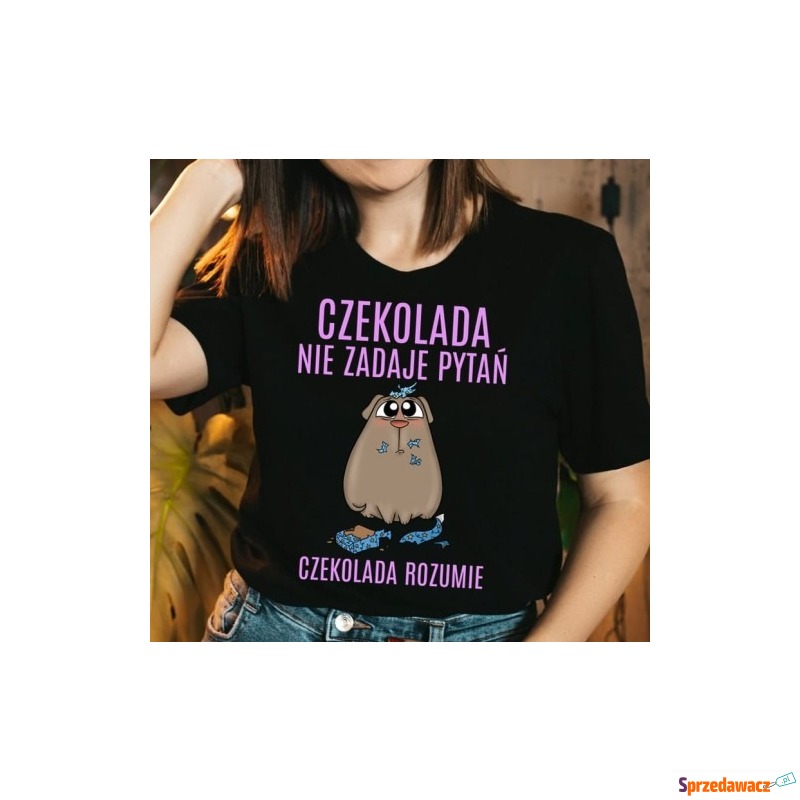 śmieszna damska koszulka na prezent z czekoladą - Bluzki, koszule - Piaseczno