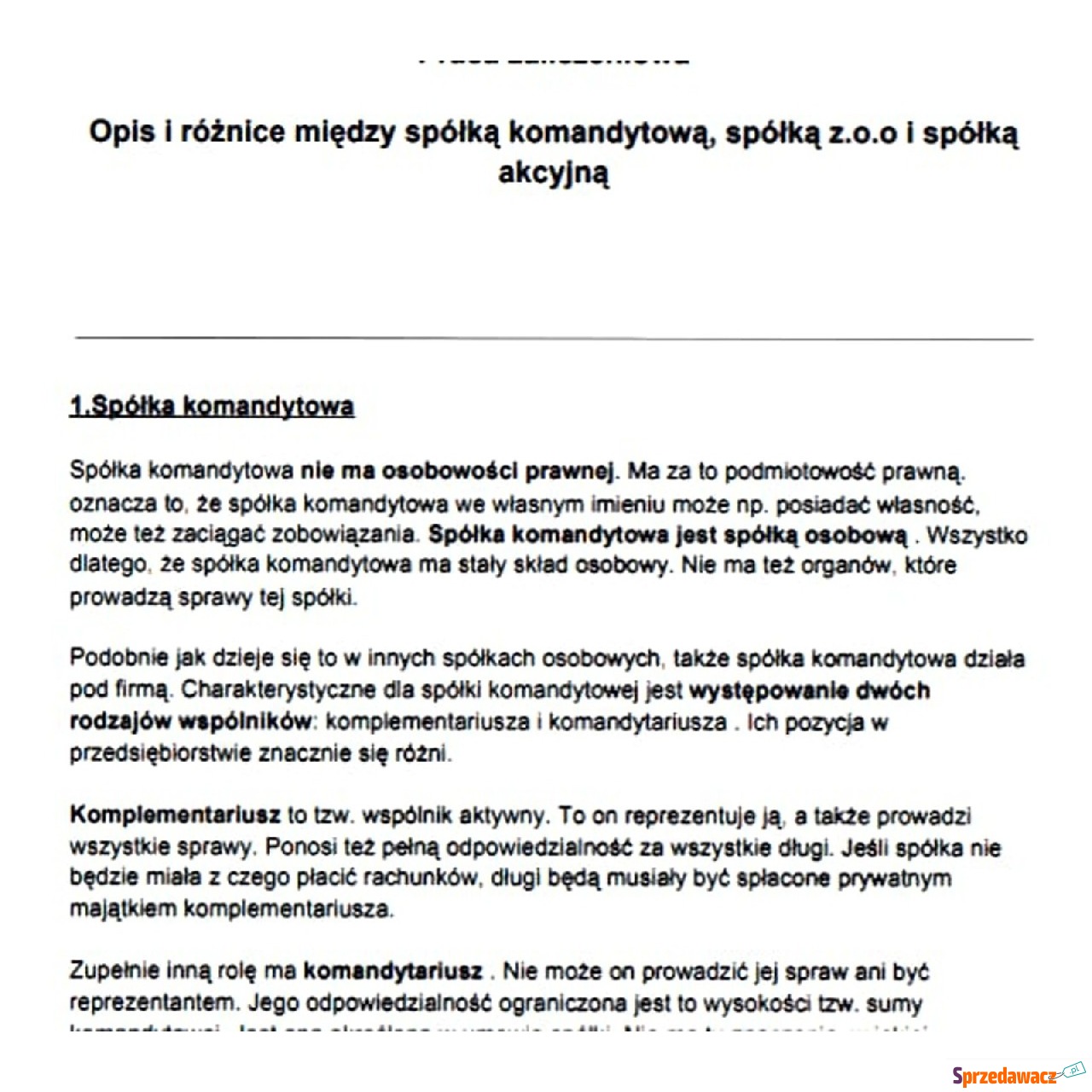 "Różnice między spółką ko...
